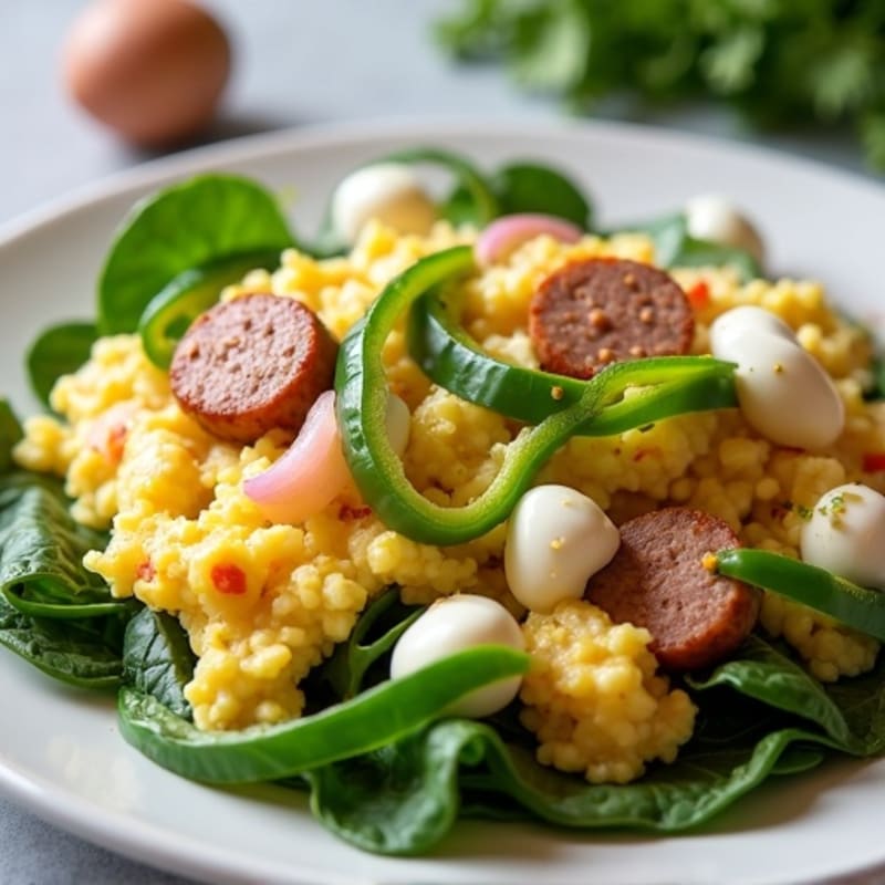 Egg White Veggie Scramble with Turkey Sausage