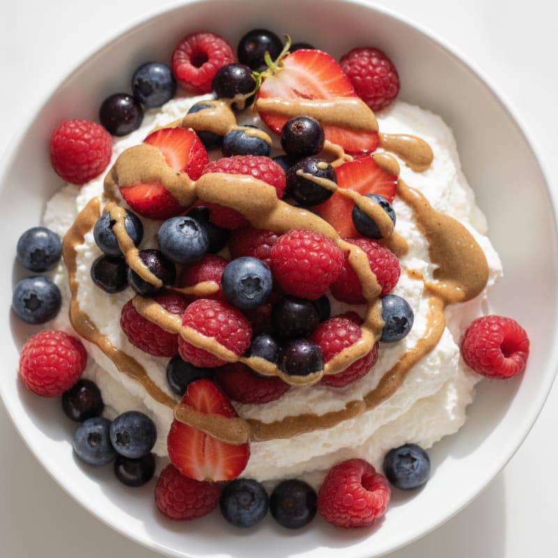 Greek Yogurt Protein Mousse with Mixed Berries