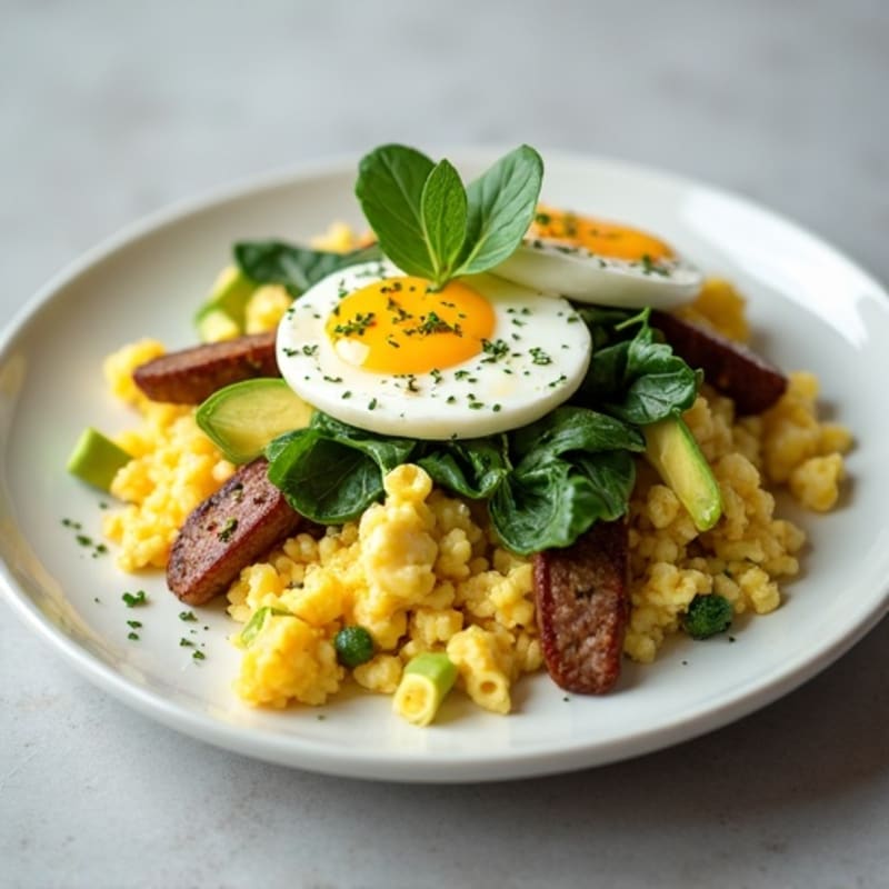 Egg White Scramble with Spinach and Turkey Sausage