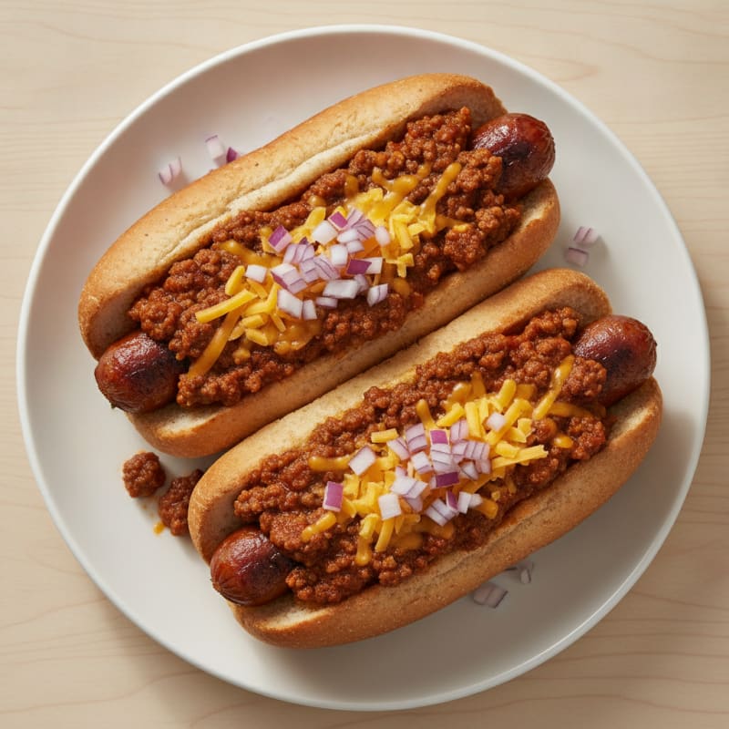 Chili Cheese Beef Hot Dogs