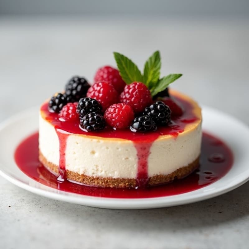 Protein-Packed Greek Yogurt Cheesecake with Berry Compote