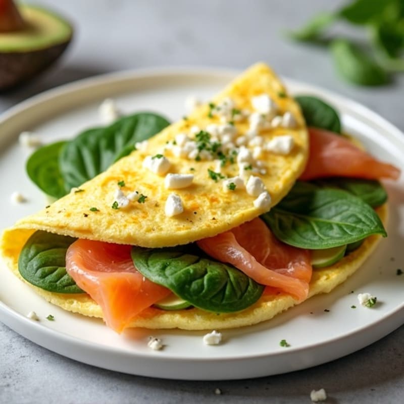 Egg White Omelet with Smoked Salmon and Spinach