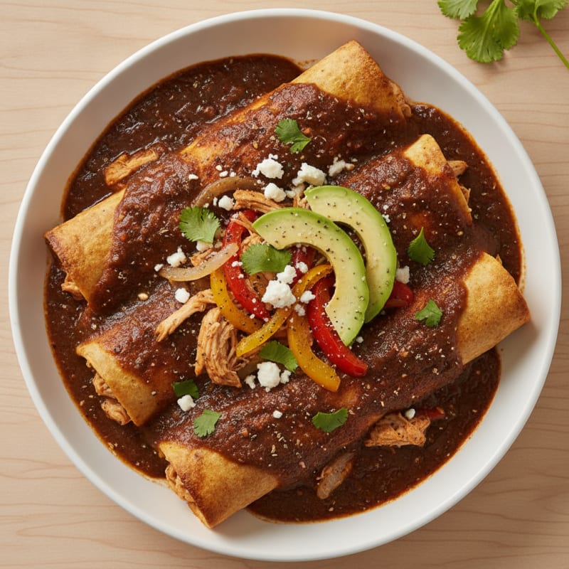 Chicken Enchiladas with Ancho Chili Sauce