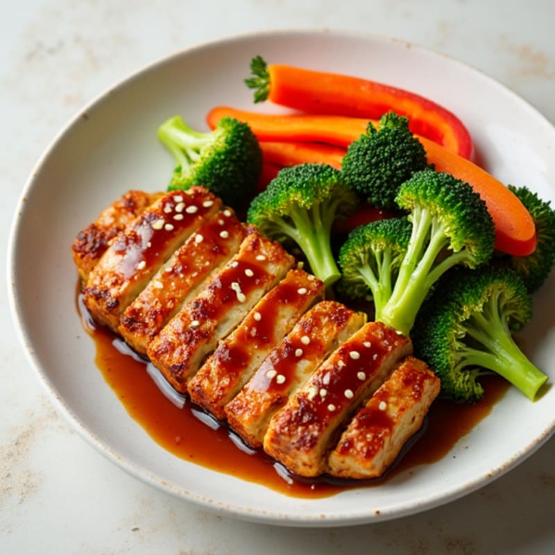 Sticky Maple Ginger Tempeh with Crispy Vegetables