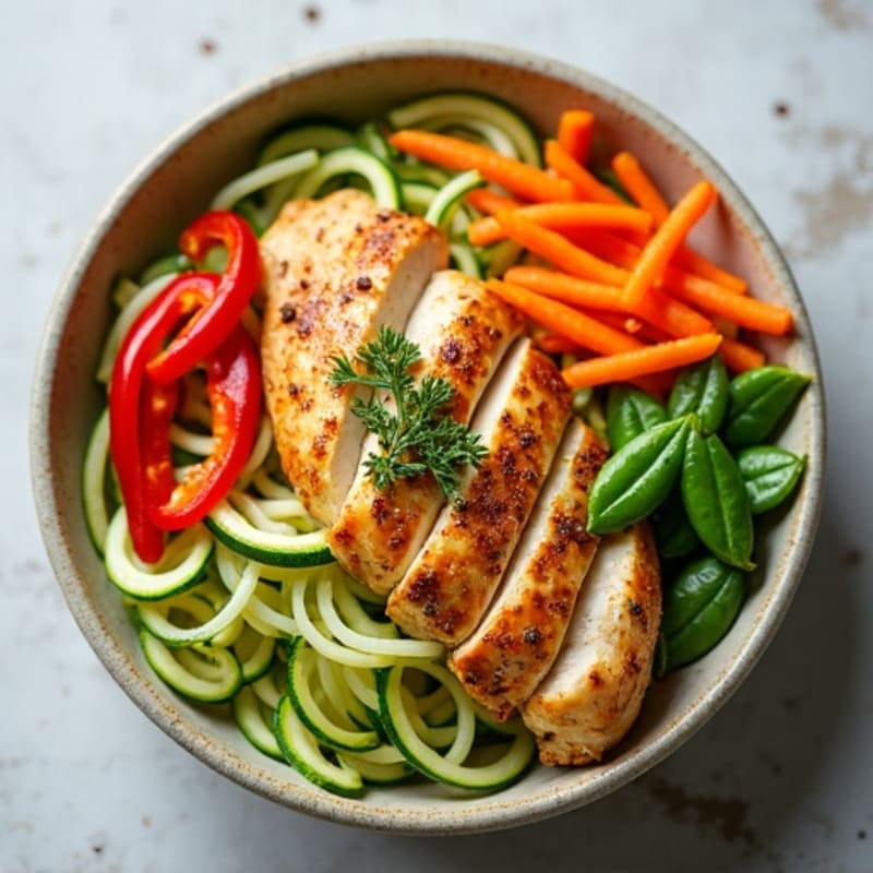 Healthy Chicken and Crispy Vegetable Noodle Bowl