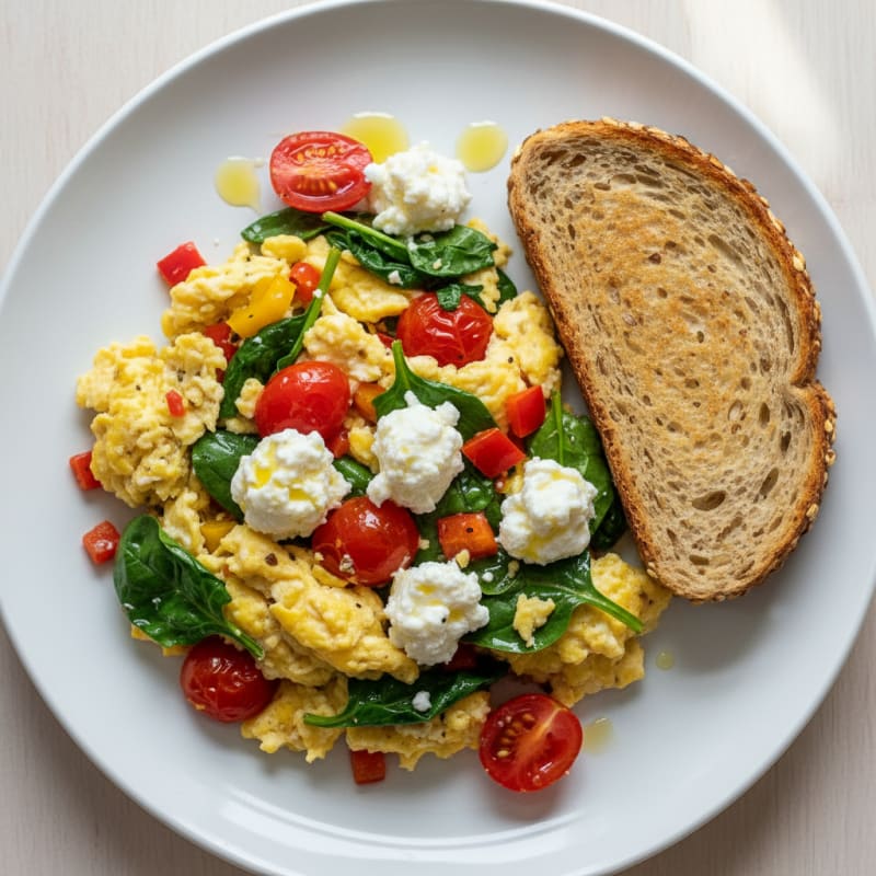 Egg and Cottage Cheese Vegetable Scramble