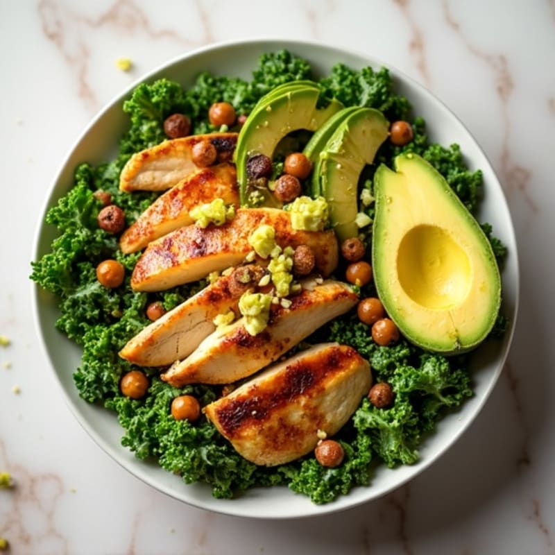 Crunchy Avocado Kale Bowl with Citrus Vinaigrette