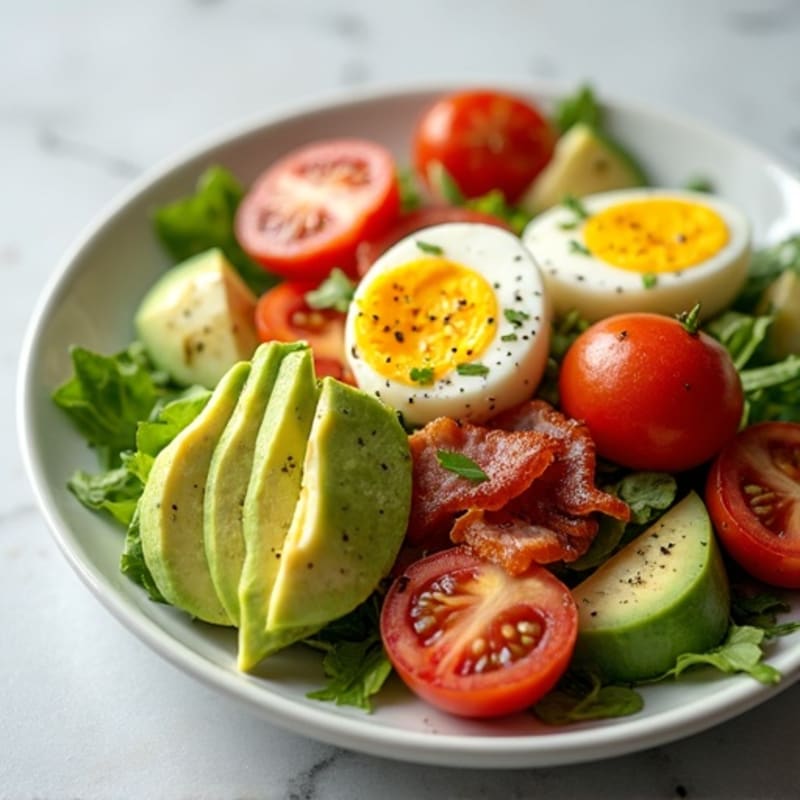 Creamy Avocado and Crispy Bacon Salad with Fresh Tomato