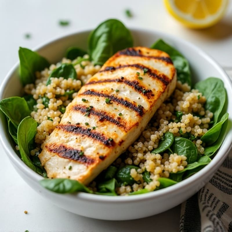 Grilled Chicken and Quinoa Salad with Fresh Spinach