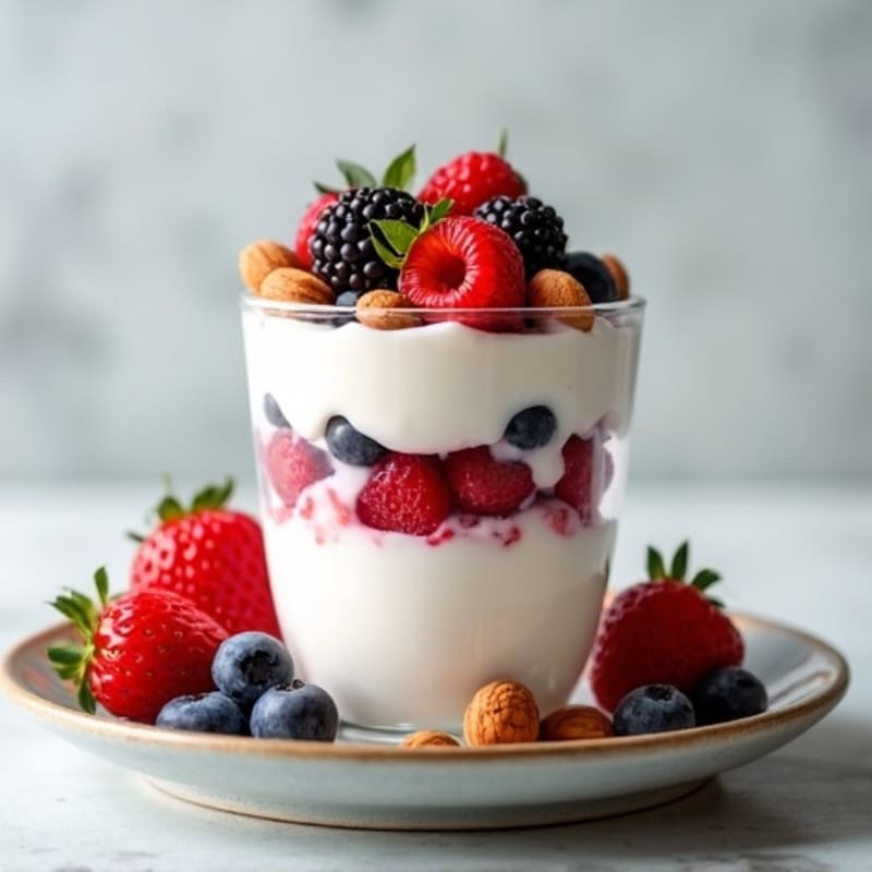 Greek Yogurt Protein Parfait with Berries and Almonds