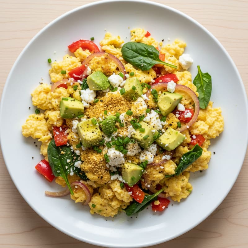 Fluffy Egg White and Vegetable Scramble