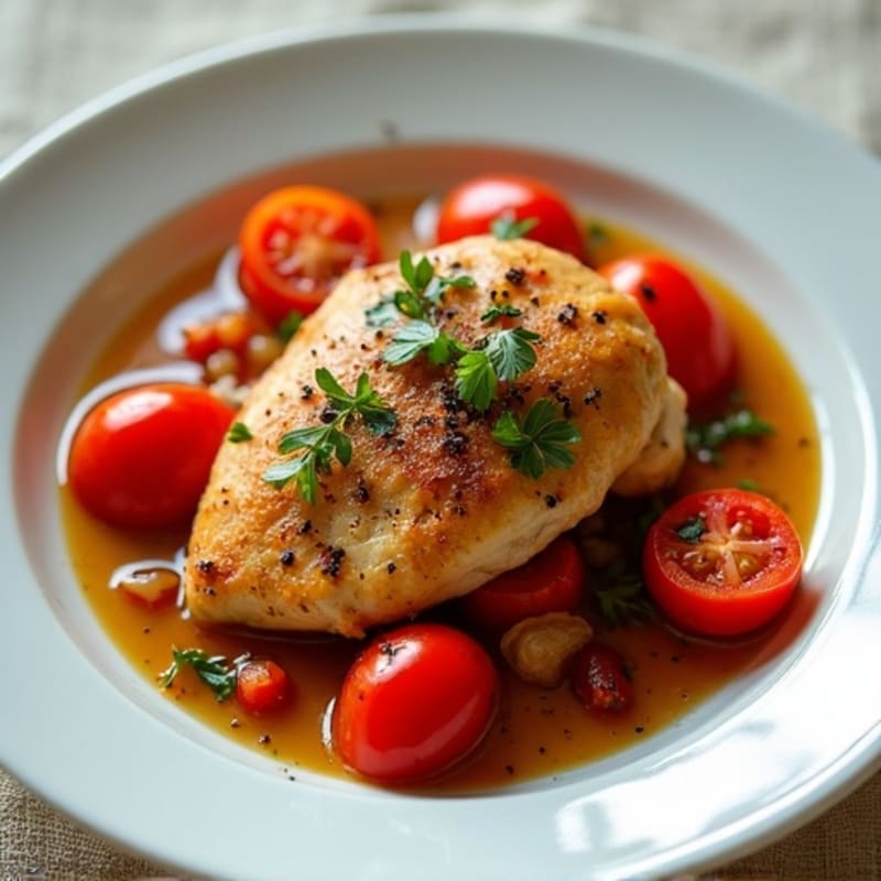 Tender Braised Chicken with Bell Peppers and Tomatoes