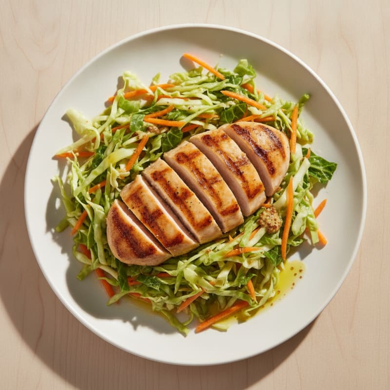 Grilled Chicken Breast with Crunchy Cabbage Slaw