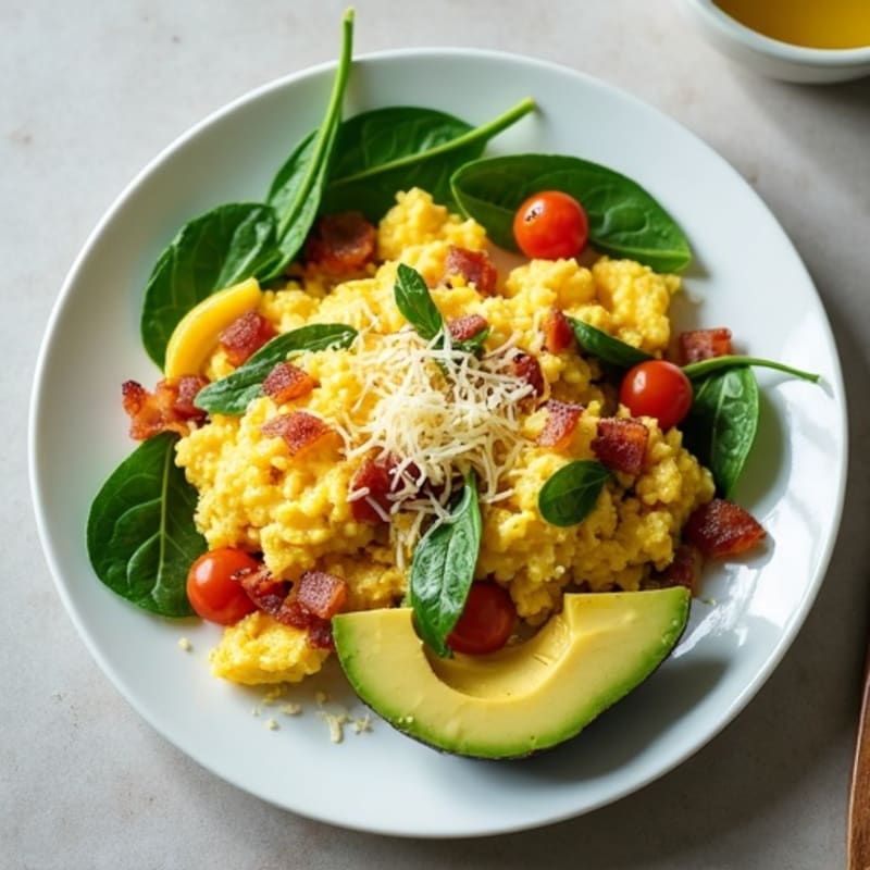 Egg White Scramble with Spinach and Turkey Bacon