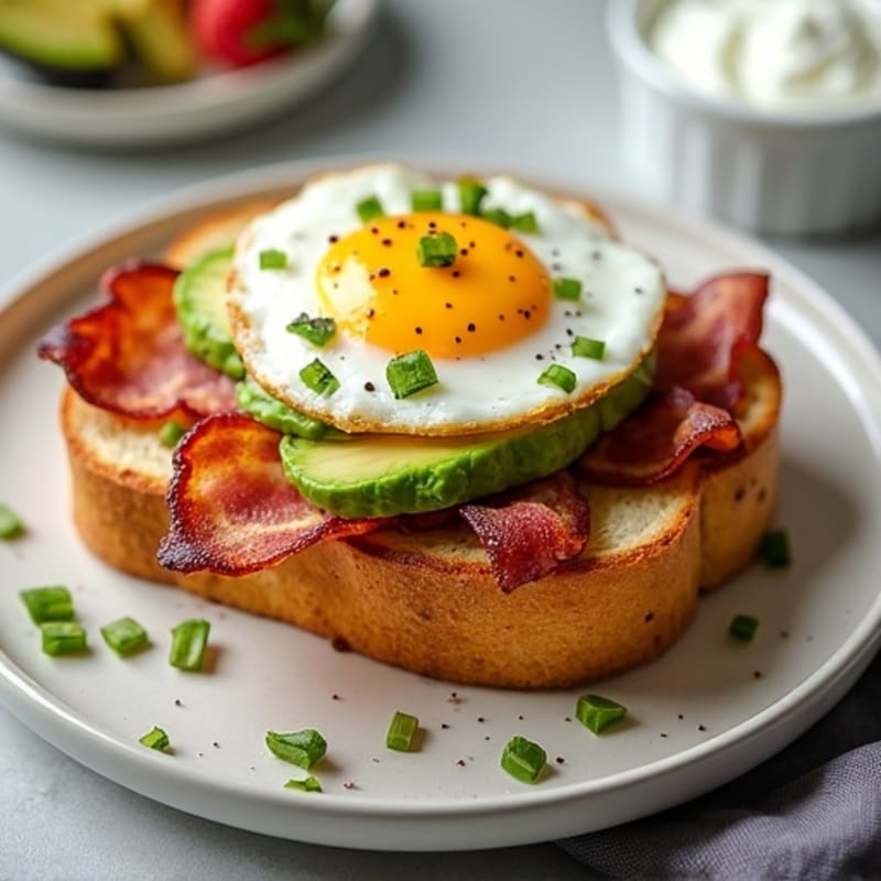 Egg White and Turkey Bacon Sourdough Toast with Avocado