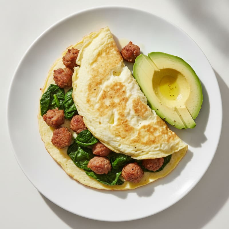 Egg White Omelette with Turkey Sausage and Spinach