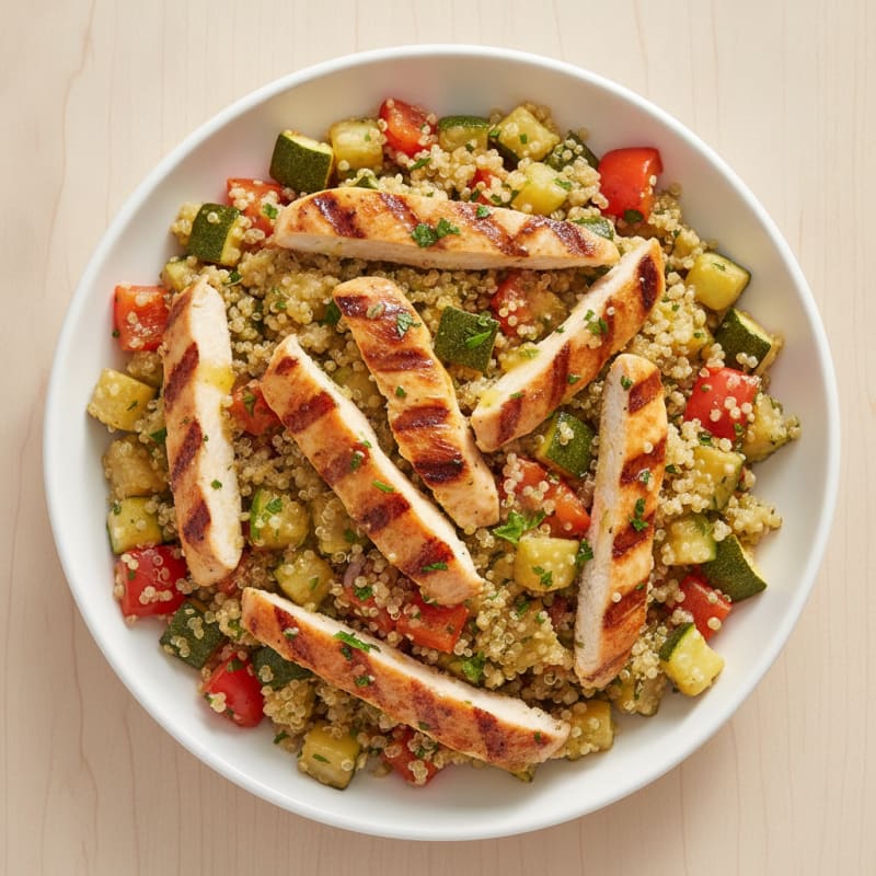 Grilled Chicken and Quinoa Salad with Roasted Vegetables