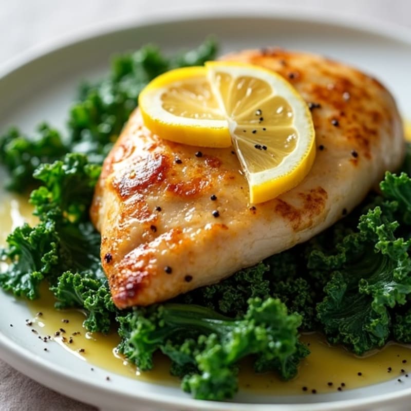 Lemon Garlic Pan-Seared Chicken with Sautéed Greens