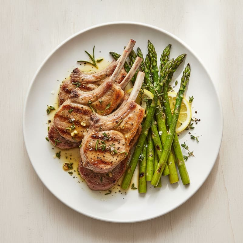 Herb-Marinated Lamb Chops with Grilled Asparagus