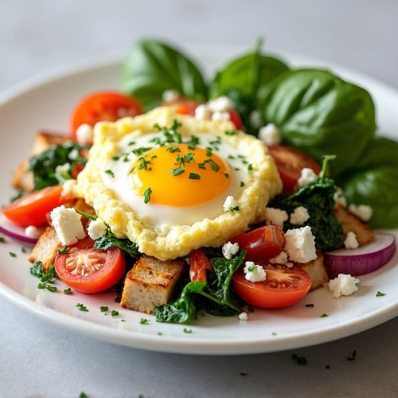 Fluffy Egg Scramble with Fresh Herbs and Loaded Veggies