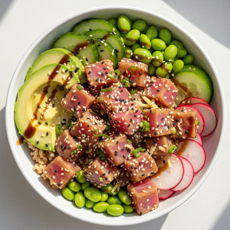 Zesty Sesame-Ginger Tuna Poke Bowl
