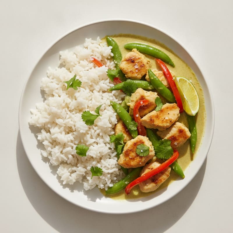 Green Curry Chicken with Coconut Rice