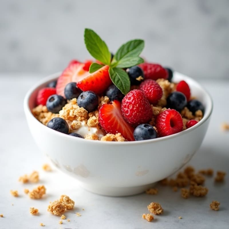 Creamy Greek Yogurt Bowl with Fresh Berries and Crunchy Granola