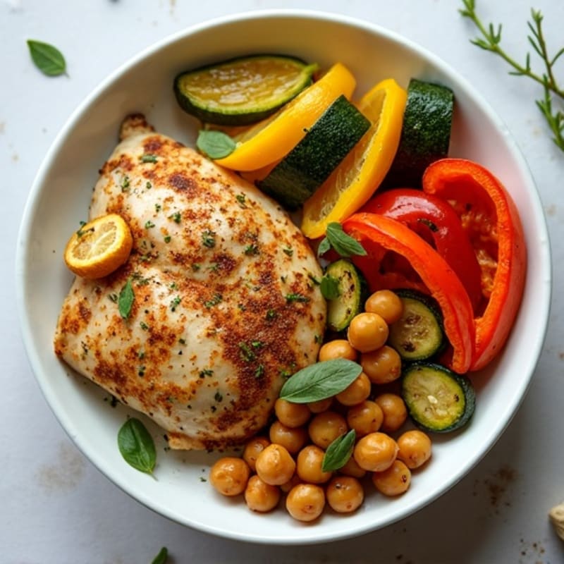 Herb-Spiced Chicken Shawarma Bowl with Roasted Vegetables