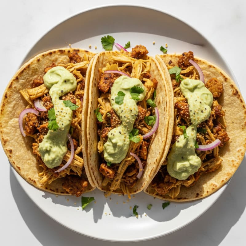 Jackfruit Tacos with Avocado Crema
