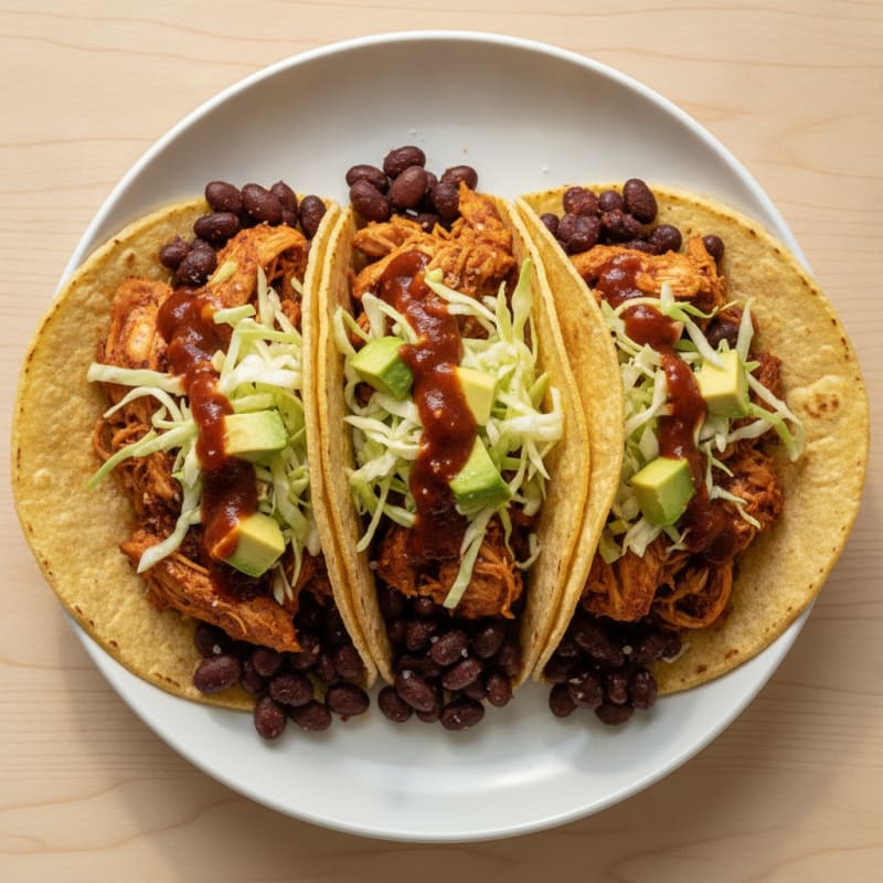 Shredded Chicken and Black Bean Tacos