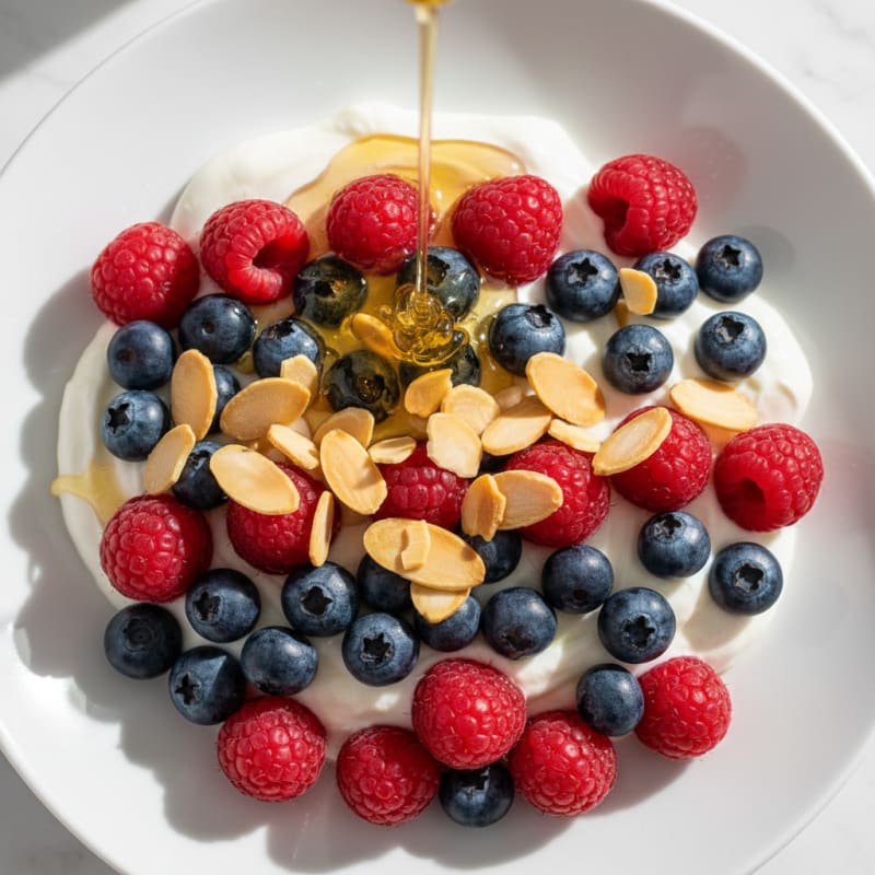 Greek Yogurt Protein Parfait with Berries and Almonds