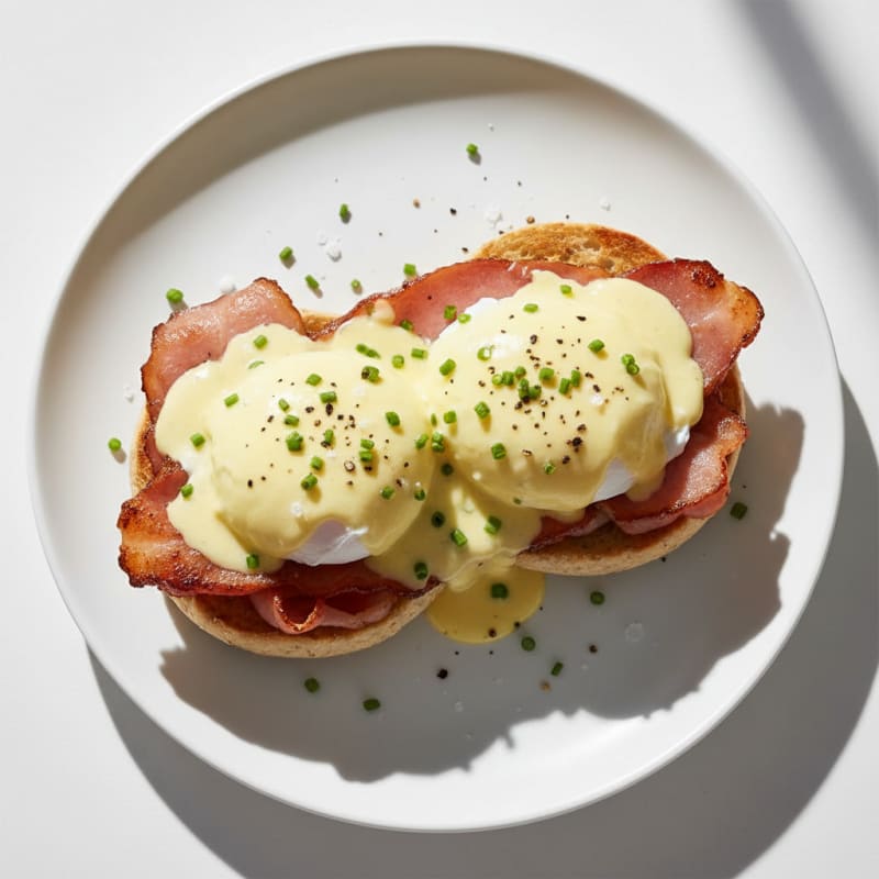 Creamy Hollandaise Eggs Benedict with Crispy Ham