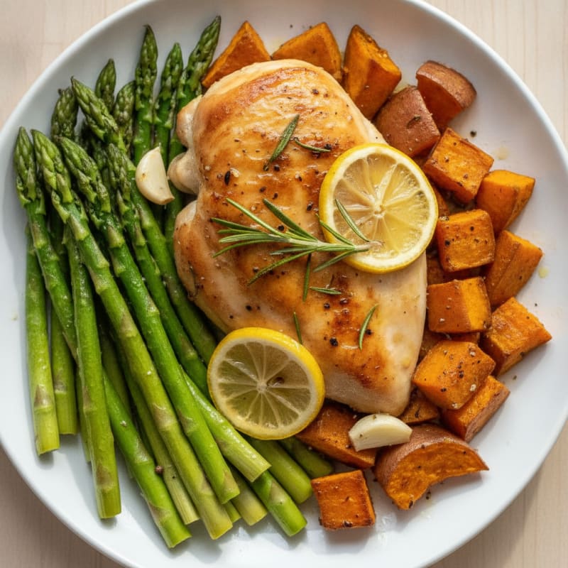 Lemon Herb Roasted Chicken with Asparagus