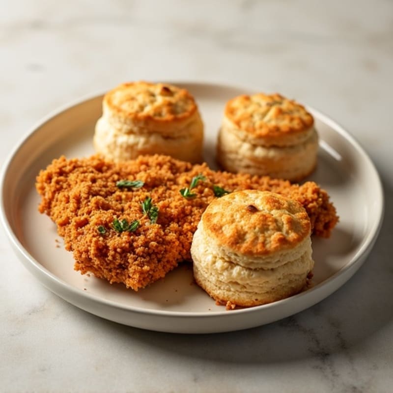 Crispy Baked Chicken with Fluffy Whole Wheat Drop Biscuits