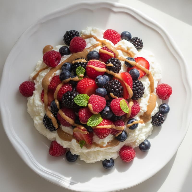 Silky Greek Yogurt Protein Mousse with Mixed Berries