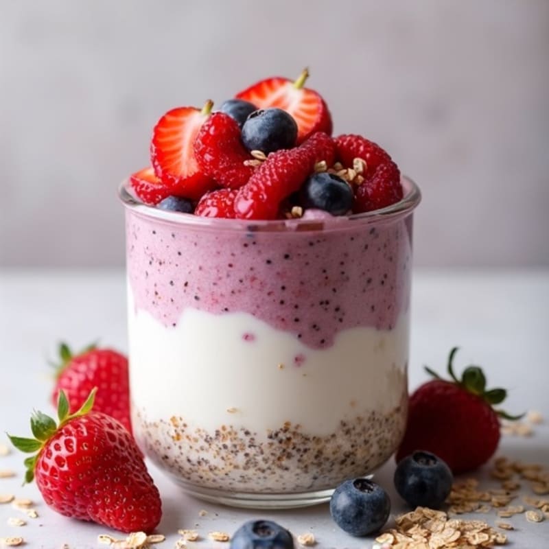 Creamy Berry High-Protein Overnight Oats