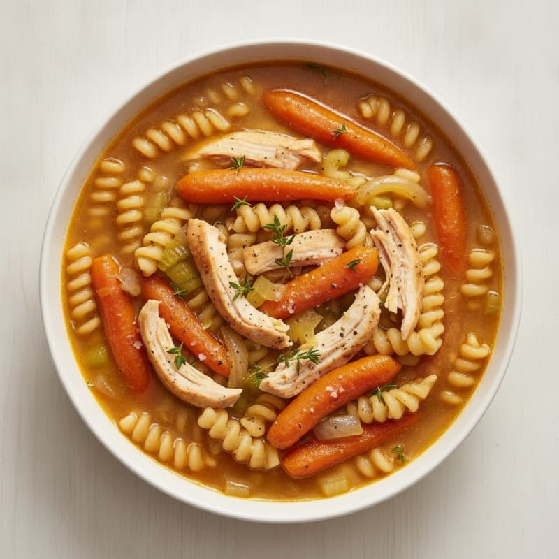 Roasted Carrot Chicken Noodle Soup