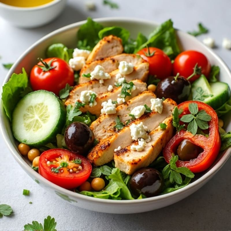 Crunchy Protein-Packed Mediterranean Bowl with Lemon Herb Dressing