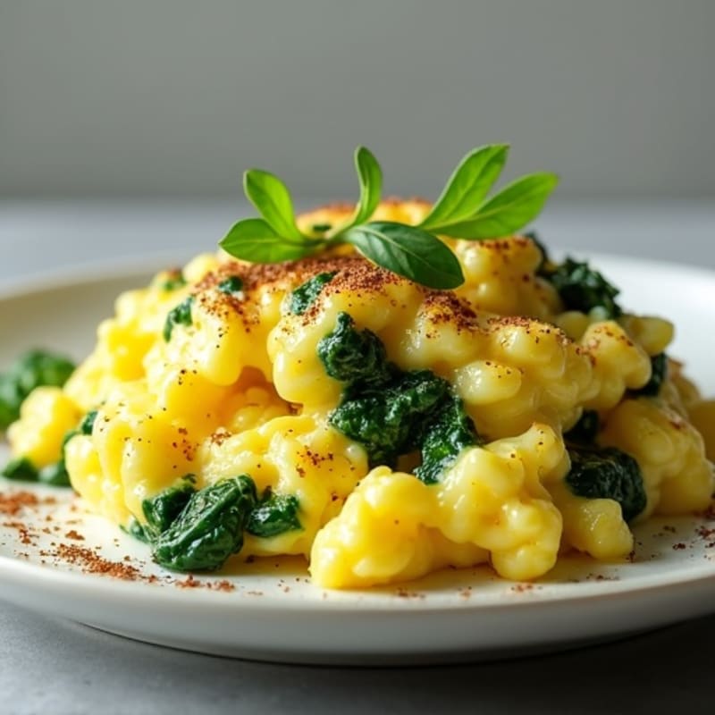 Fluffy Spinach-Studded Scrambled Eggs