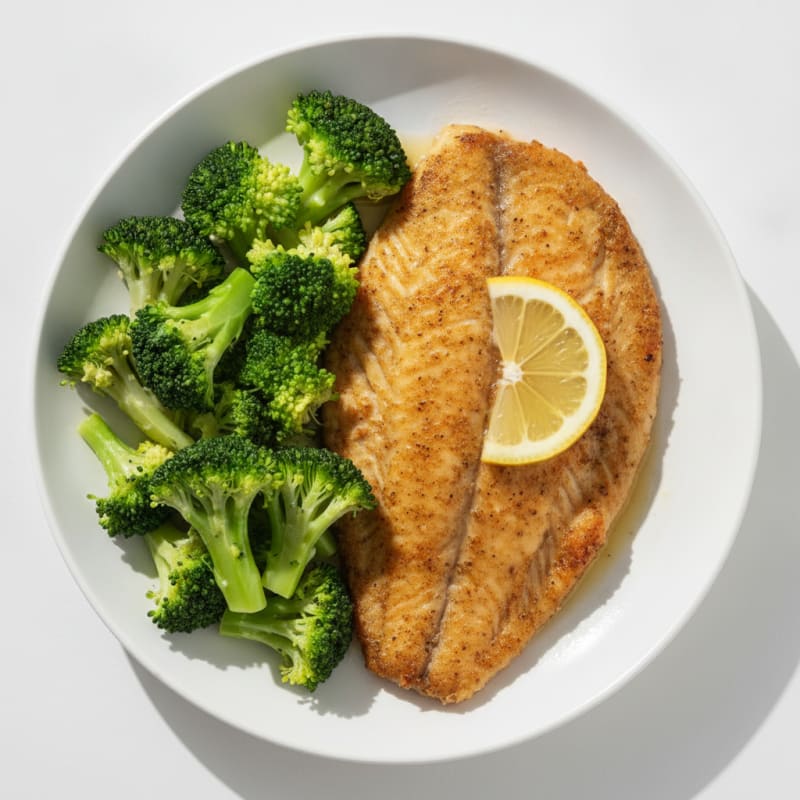 Seared Tilapia with Steamed Broccoli