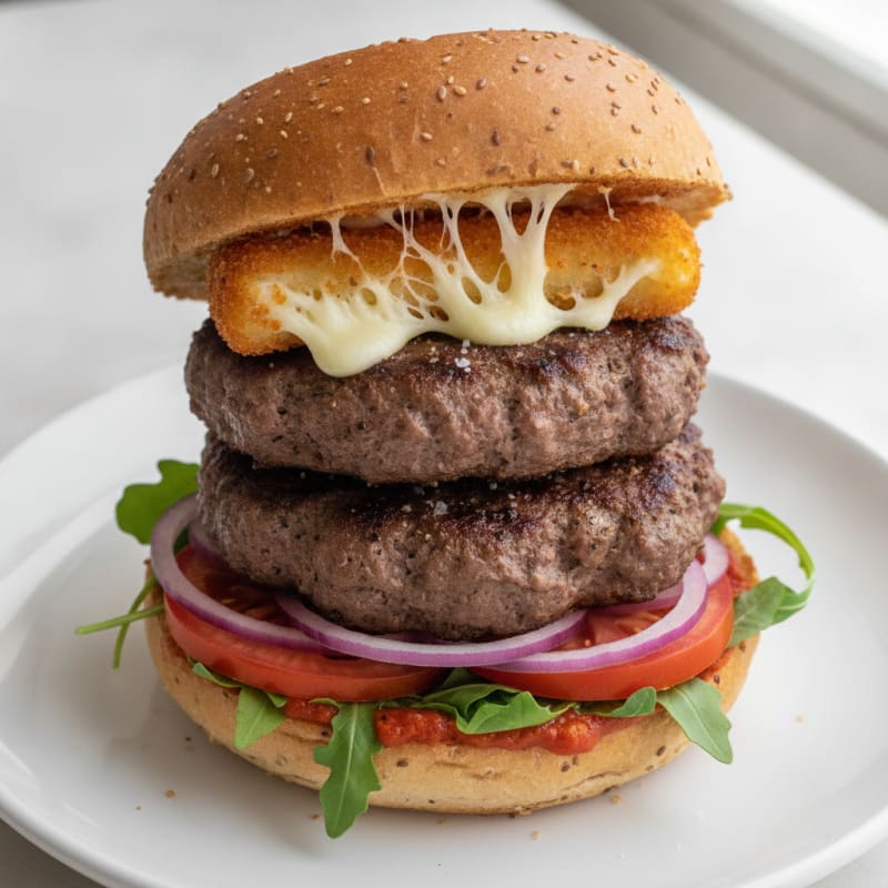 Mozzarella Stick Beef Burger