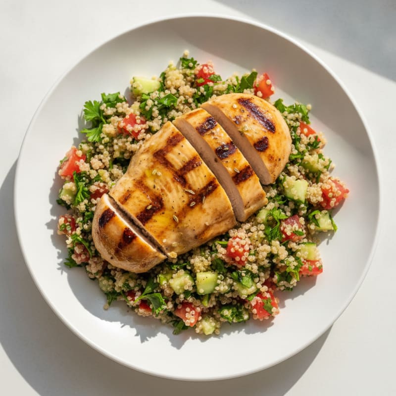 Grilled Chicken Breast with Quinoa Tabbouleh Salad