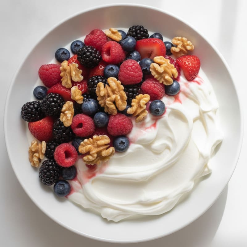 Creamy Greek Yogurt with Protein Powder and Mixed Berries