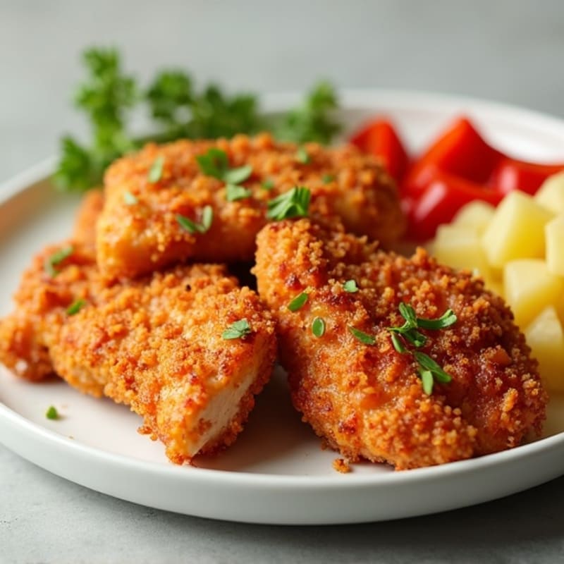 Crispy Baked Sweet and Sour Chicken with Roasted Bell Peppers