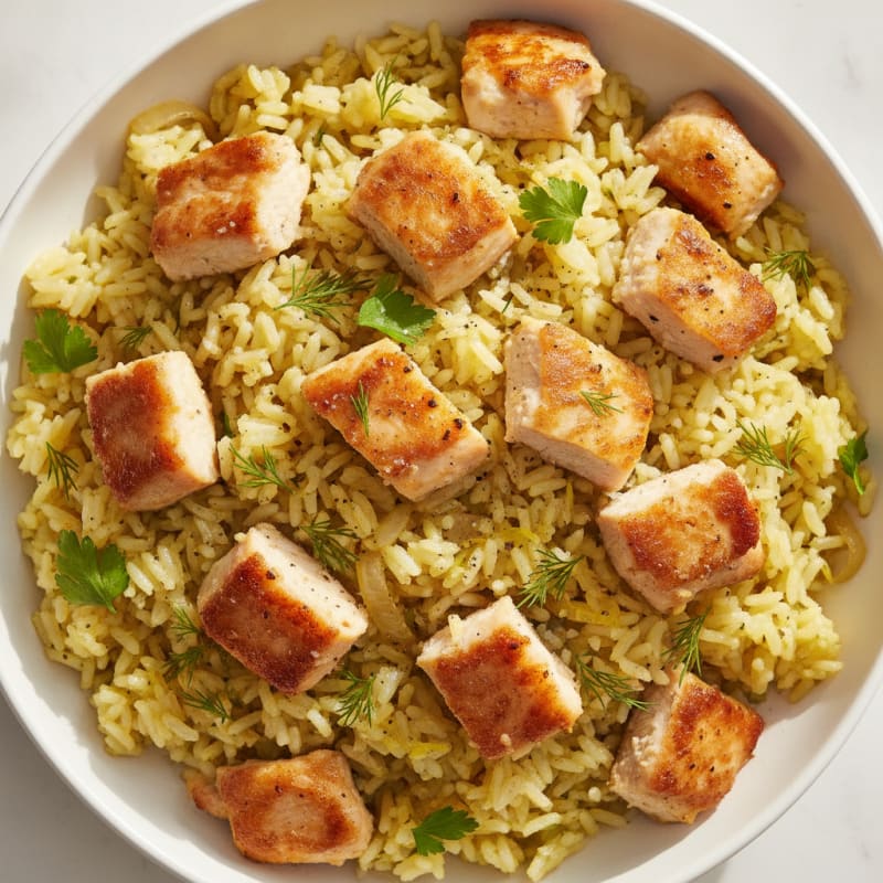 Lemon Herb Rice Pilaf with Sautéed Chicken