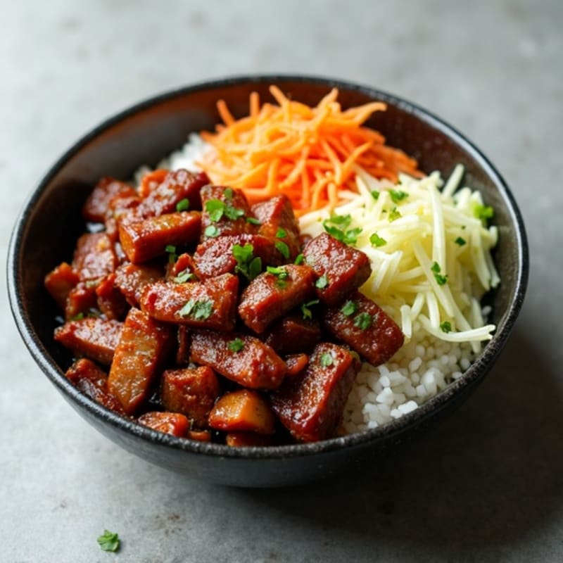 Beef Bulgogi with Steamed Rice and Kimchi Slaw