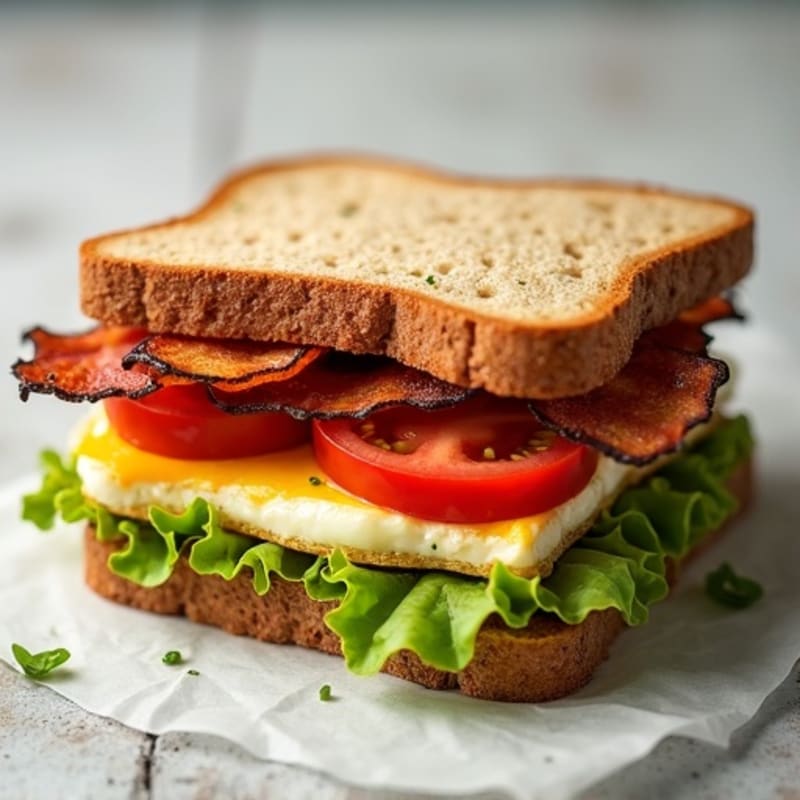 Crispy Turkey Bacon, Fresh Lettuce, and Tomato Whole Grain Sandwich
