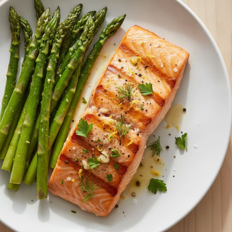 Lemon Herb Grilled Salmon with Asparagus