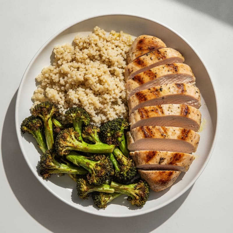 Grilled Turkey Breast with Quinoa and Roasted Broccoli