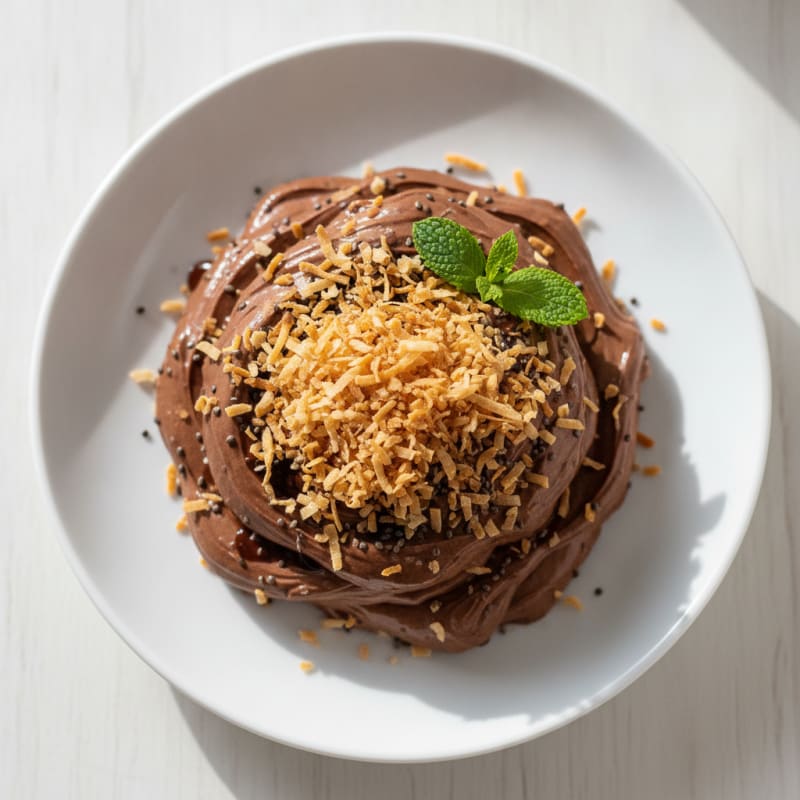 Silky Chocolate Protein Pudding with Toasted Coconut